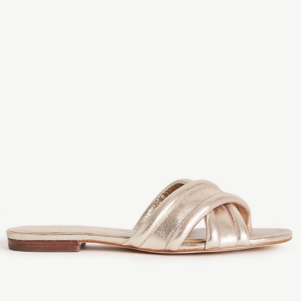 Ann Taylor Gretel Metallic Leather Slides Sandals